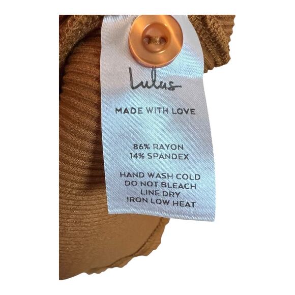 Lulus Shapin' Up Camel Ribbed Bodycon Mini Dress Medium Stretch Curvy Lagenlook - Picture 6 of 9